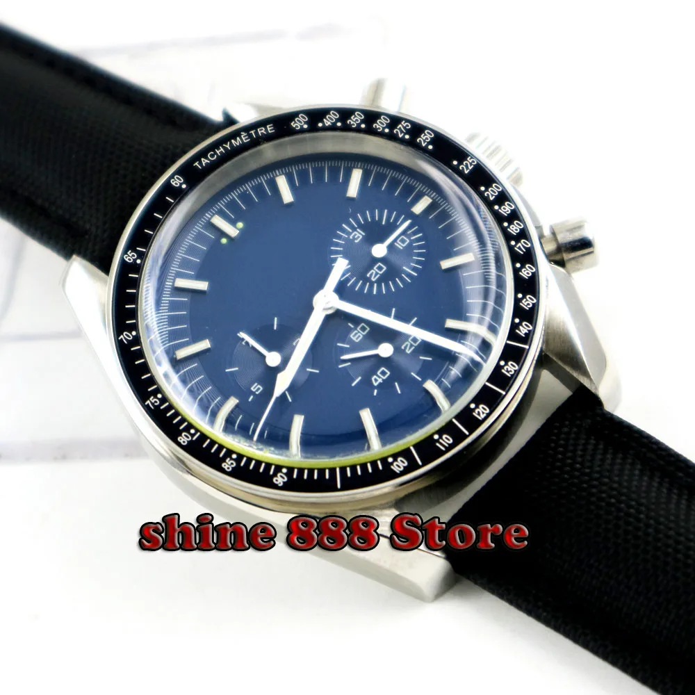 Мужские часы с синим стерильным циферблатом 40 мм | Наручные