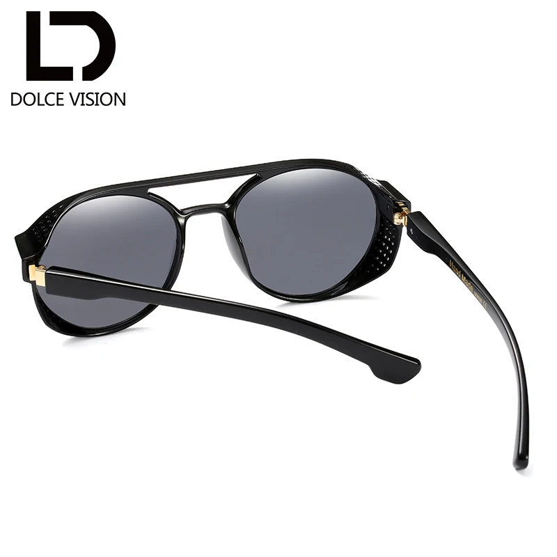 Dolce vision Круглые Солнцезащитные очки Классические солнцезащитные очки мужские двойной мост Черный прохладных оттенков Высококачественная брендовая одежда дизайн солнцезащитные очки для мужчин Óculos