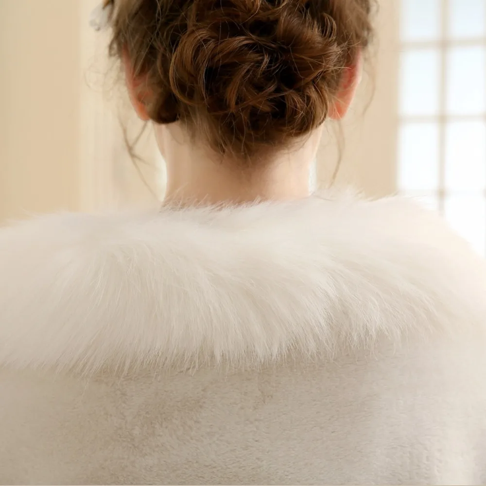 

SHAMAI 2020 New Style Women Winter Bridal Shawl Bridal Wraps Warm Faux Fur Wedding Wrap Boleros Wedding Shawl Evening Party Cape