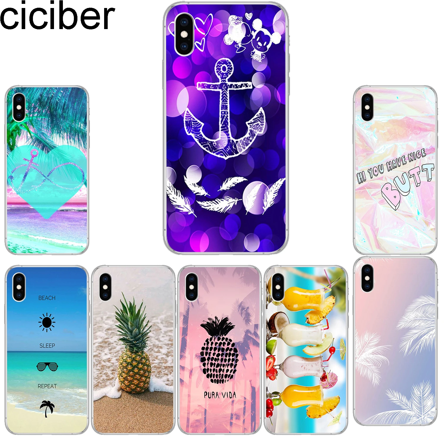 Ciciber чехлы для телефонов iPhone 11 Pro Max 8 7 6 6s Plus SE 5S Мягкий чехол из ТПУ X Xs XR XS пляжный