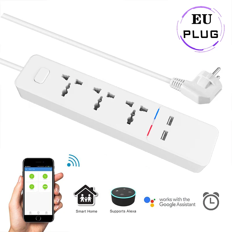 EU Plug Wifi умная силовая полоса с универсальным 3 гнездом 2 usb зарядная станция работает с Alexa Google домашняя ассистент Великобритания/Австралия/ЕС/Индия вилки - Цвет: EU Plug
