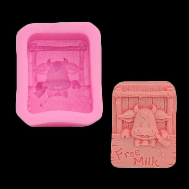3d формы из мультфильма корова для приготовления пищи силиконовый торта мыла