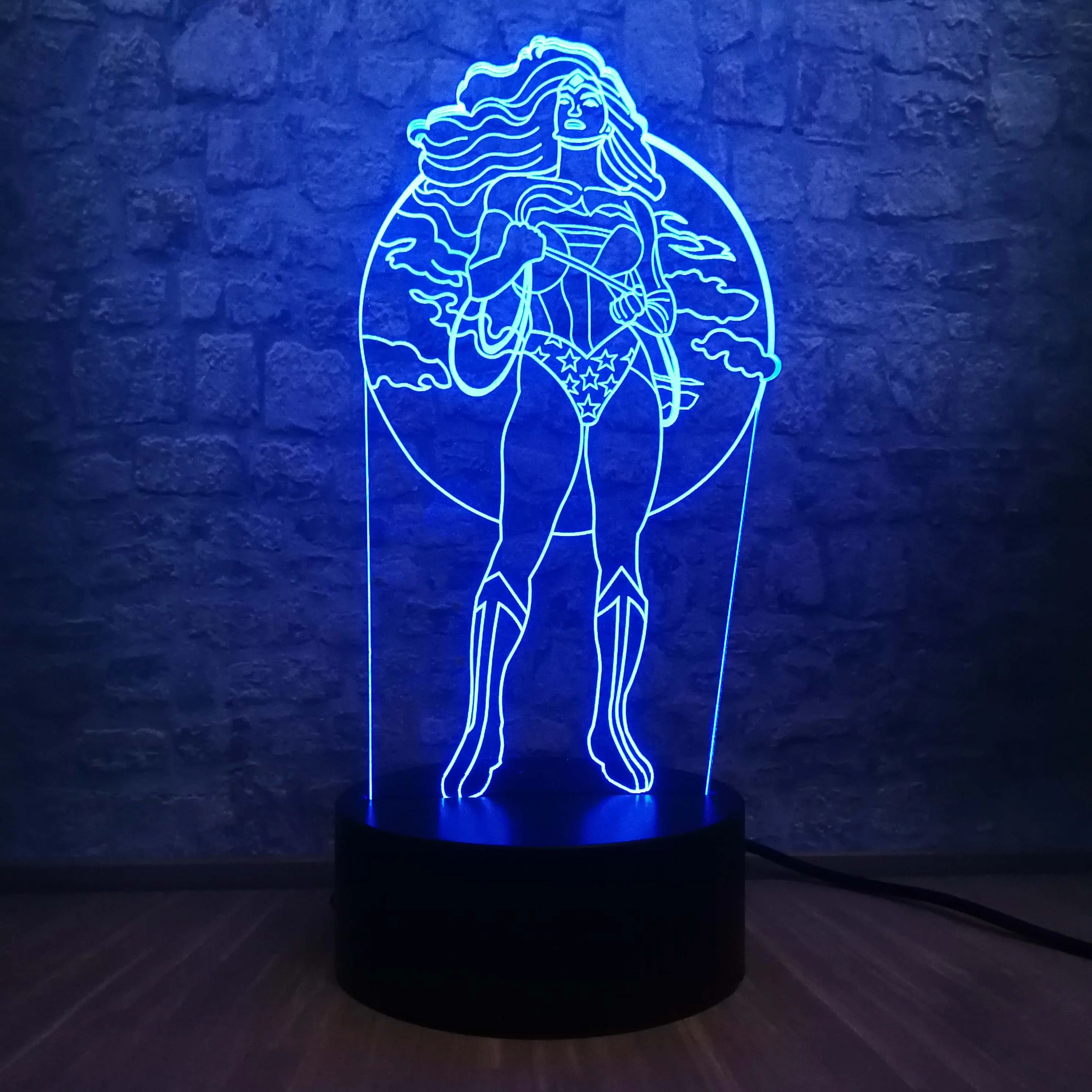 3D акриловый светодиодный Ночной светильник Холодный чудо женщина супер герой