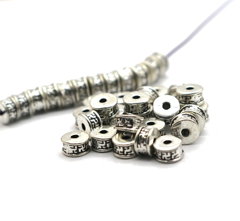 50 шт./лот 6 мм тибетские серебряные бусины разделители для ожерелья и браслета