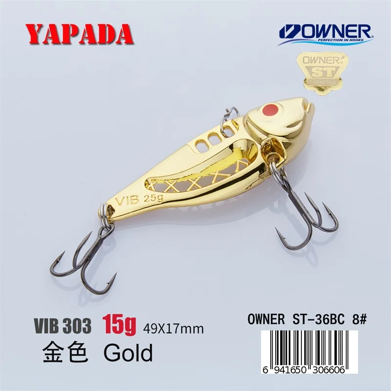 Gold 15g YAPADA VIB 303 Space 10 г/15 г Держатель тройной крючок 43-49 мм перо многоцветный цинковый сплав металл VIB рыболовные приманки для бас - Цвет: Gold 15g