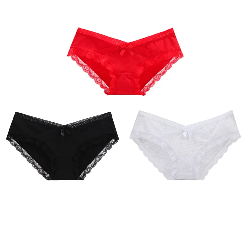 05 Black Red Gray Сексуальные женские хлопковые стринги, 3 шт./лот, трусики, нижнее белье, женские трусы, сексуальное кружевное нижнее белье, трусики для интимных дам - Цвет: 05 Black Red Gray