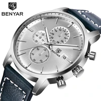 benyar brand watch men fashion waterproof military chronograph sport quartz wristwatch leather clock montre homme reloj hombre
