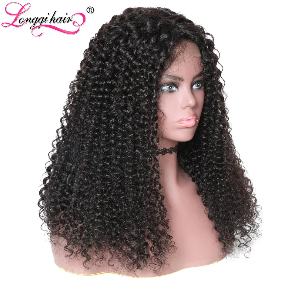 Longqi волос 13x6 Джерри вьющиеся волосы Remy человеческие Искусственные парики с