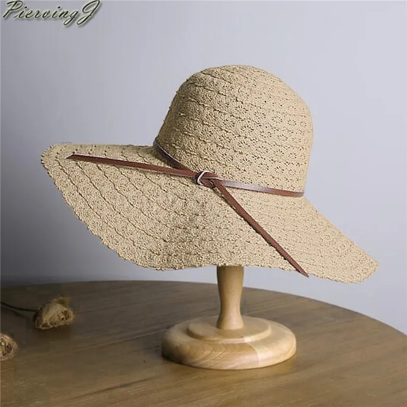 

Latest Wholesale 5pcs / 10pcs Fashion Women Summer Sun Hat Wide Brim Beach Hat Lace Outdoor Travel Foldable 4 Colors