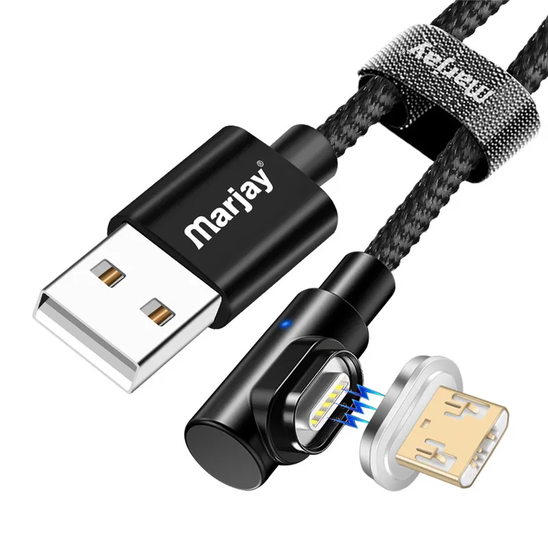 Black Micro Cable Marjay 1 м 2 м Micro USB Магнитный кабель адаптер для быстрой зарядки Кабели для телефонов Microusb Android зарядное устройство для Xiaomi redmi Tablet - Цвет: Black Micro Cable