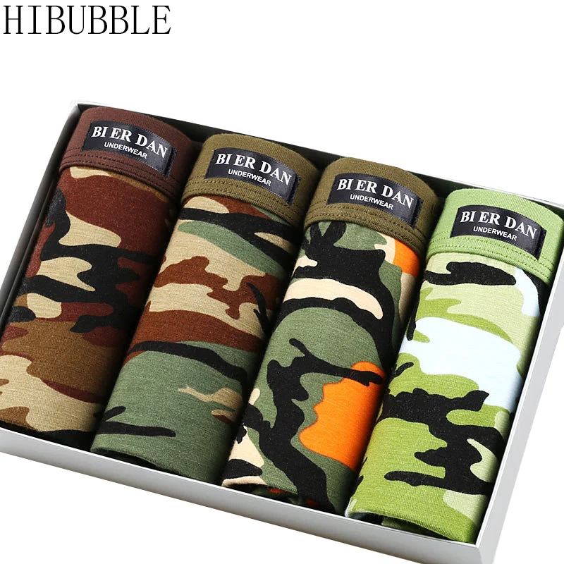 

Камуфляжное нижнее белье HIBUBBLE для мужчин, дышащее Мужское нижнее белье из вискозы, боксеры с привлекательным рисунком, мужское нижнее белье