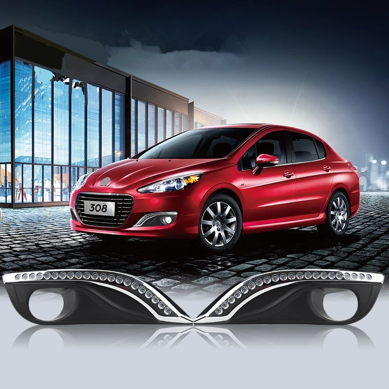 

Shinman Тюнинг автомобилей DRL для Peugeot 308 2012-2015 светодиодный вождения DRL с дневными ходовыми светильник желтый сигнал поворота