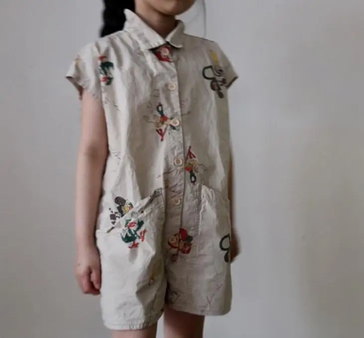 Детский хлопковый комбинезон с принтом без рукавов | Мать и ребенок