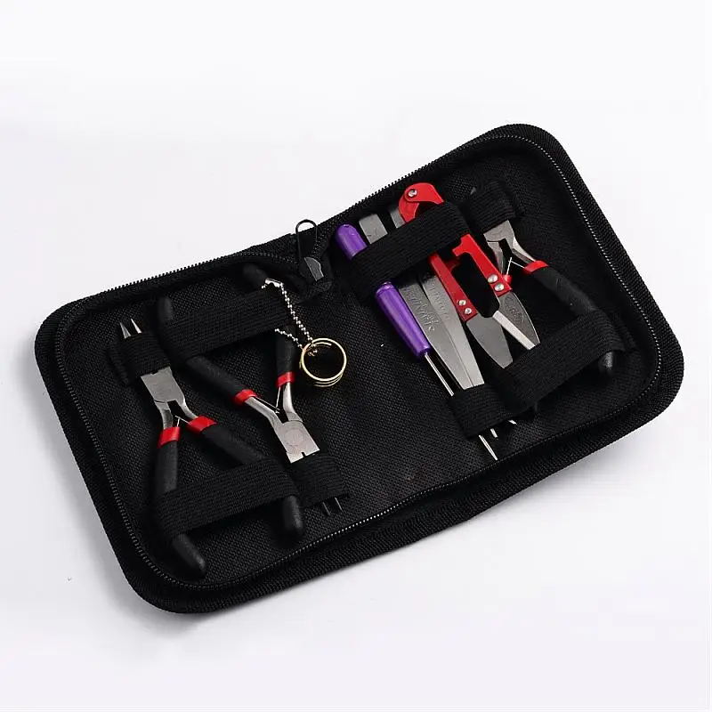 Set with bag Pandahall для изготовления ювелирных изделий DIY плоскогубцы инструменты набор плоских круглых плоскогубцев щипцы для резки проволоки кольца ножницы иглы Бисероплетение пинцет - Цвет: Set with bag