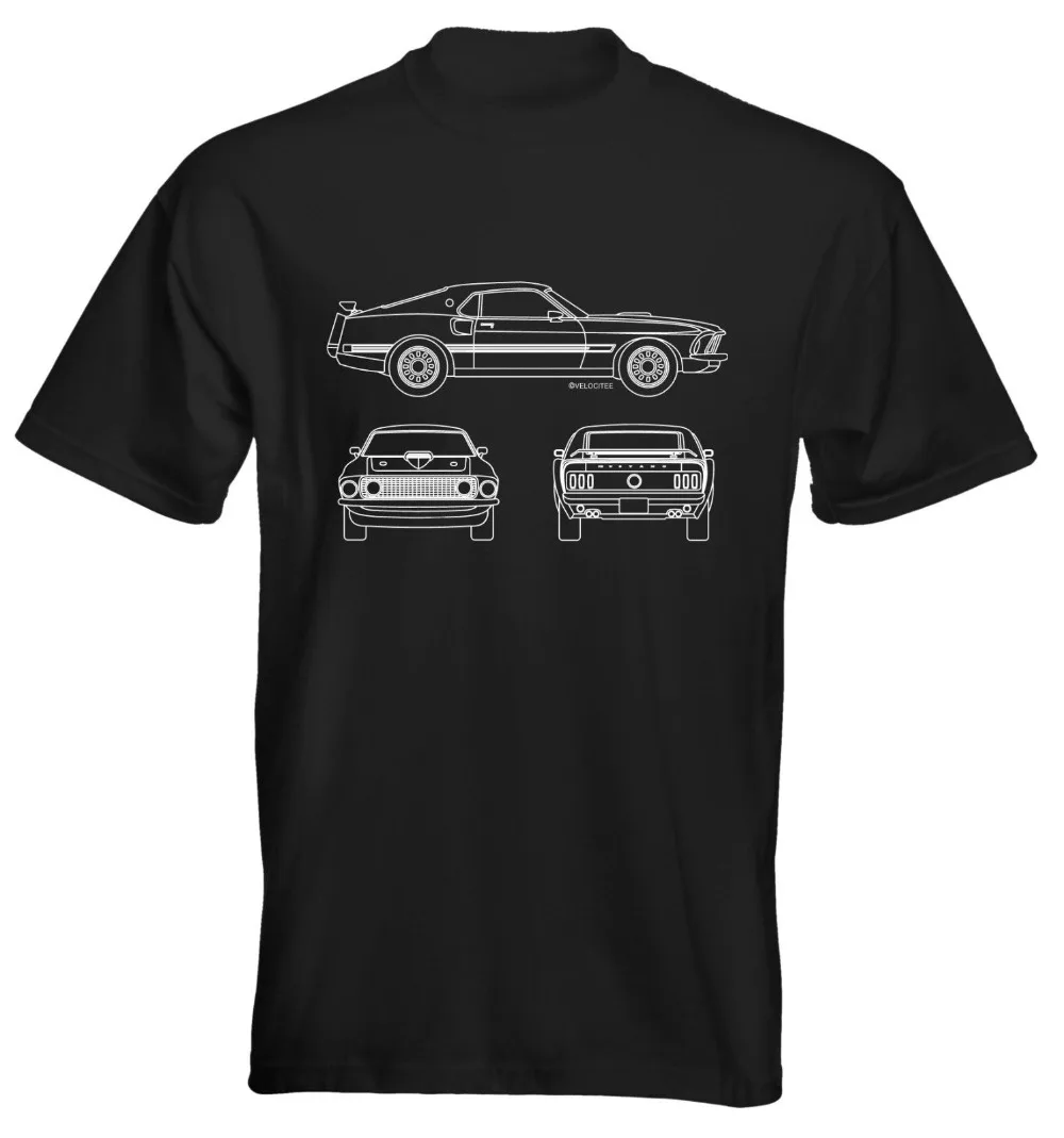 Мужская футболка с принтом Mustang 1969 Mach 1 короткая рубашка в стиле хип хоп из