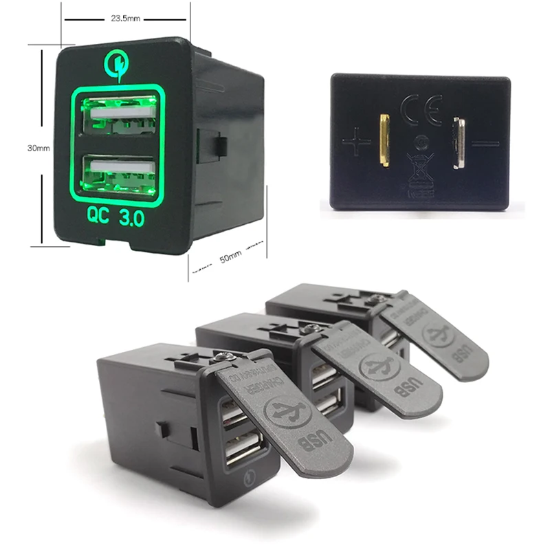 Двойной USB автомобильный адаптер питания быстрая зарядка QC 3,0 разъем для Nissan F18 автомобильный адаптер с светодиодный светильник 60 см кабель модифицированные аксессуары