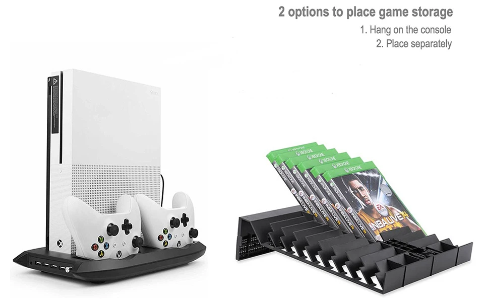 Для Xbox One S вертикальная подставка охлаждающий вентилятор контроллер Джойстик Подставка для зарядки с игровым контроллером для хранения зарядное устройство для XBox One S