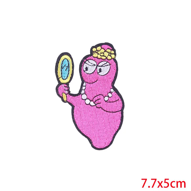 Лазерный Prajna DIY Barbapapa аниме мультфильм нашивки железные на вышитые нашивки для аппликация на одежду значок на детская одежда футболка - Цвет: Лазерный