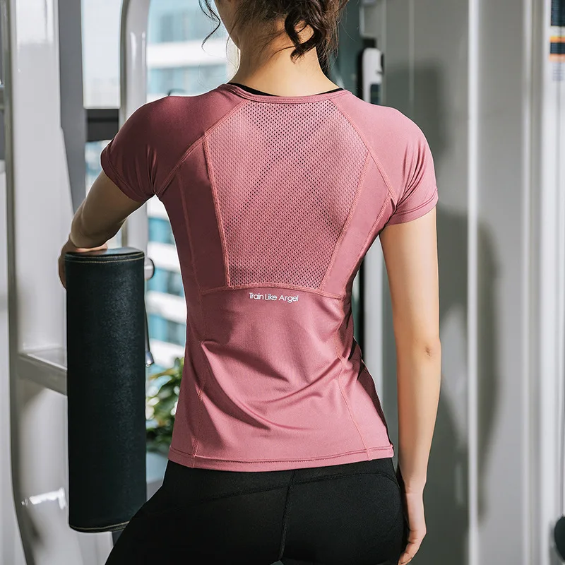 

Women Sport T Shirts Slim Fit Short Sleeve Yoga Top Air Mesh Shirt Sport Wear