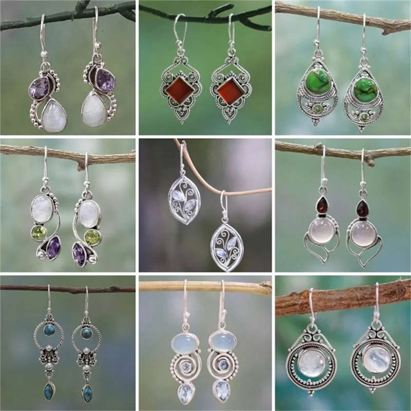 Новые Кристальные серьги для женщин серьга с лунным камнем синие в этническом