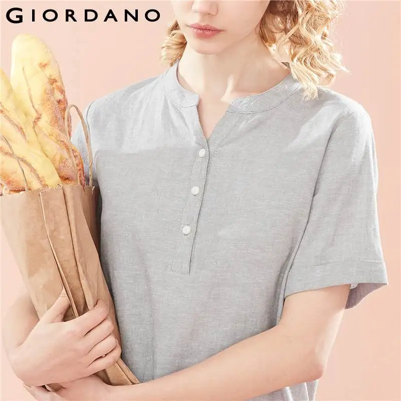 Giordano/женское летнее платье женское крутое льняное Хлопковое с короткими