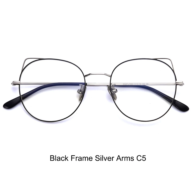C5 Black Silver Arms Синий свет компьютер очки Оптические золотые модные глаз очки «кошачий глаз» рамки для женщин Близорукость для Близорукость - Цвет оправы: C5 Black Silver Arms