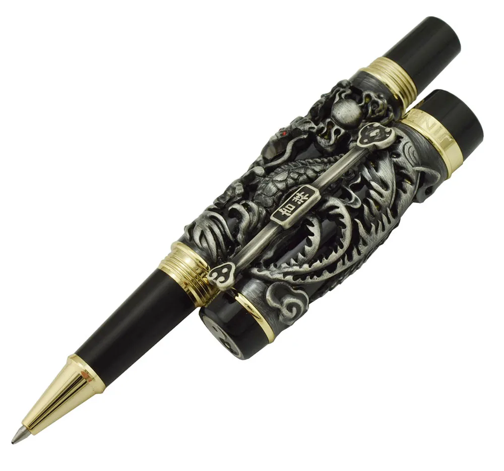Винтажная Ручка роллер Jinhao Dragon Phoenix Массивная металлическая ручка для резьбы по