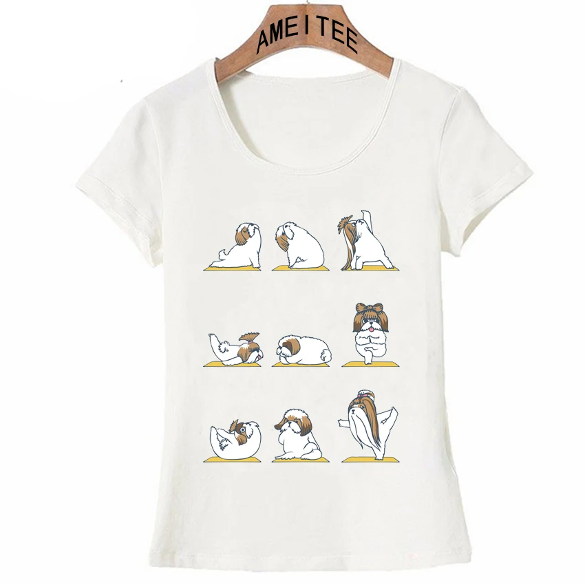 Новая модная красивая художественная футболка для домашних животных Shih Tzu Yoge