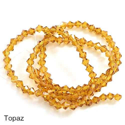 Topaz Крутые стеклянные пришитые стразы, бусины-Биконусы, хрустальные пришитые стразы, бусины для украшений из бисера B3475 - Цвет: Topaz