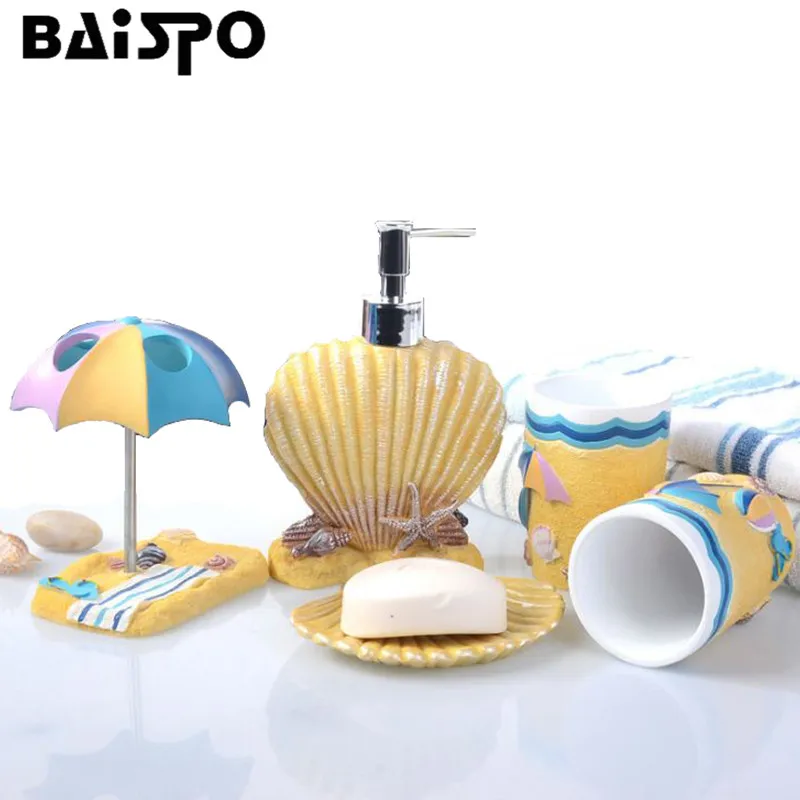 Раковины морского дна Изысканный 5 шт./компл. набор аксессуаров для ванной