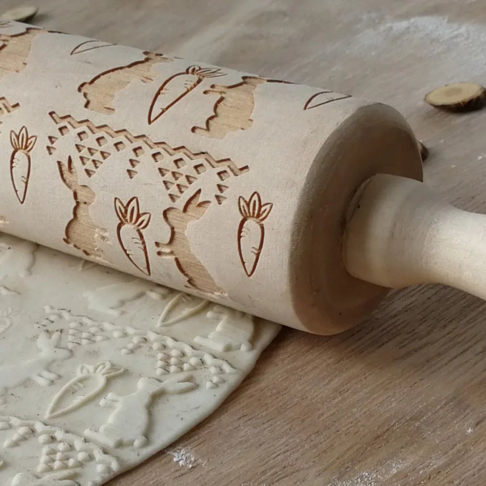 Customized 35x4.5cm Christmas Embossing Rolling Pin Baking Cookies Tool Goat Star Dinosaur Fondant Cake Pins 2018 New | Дом и сад