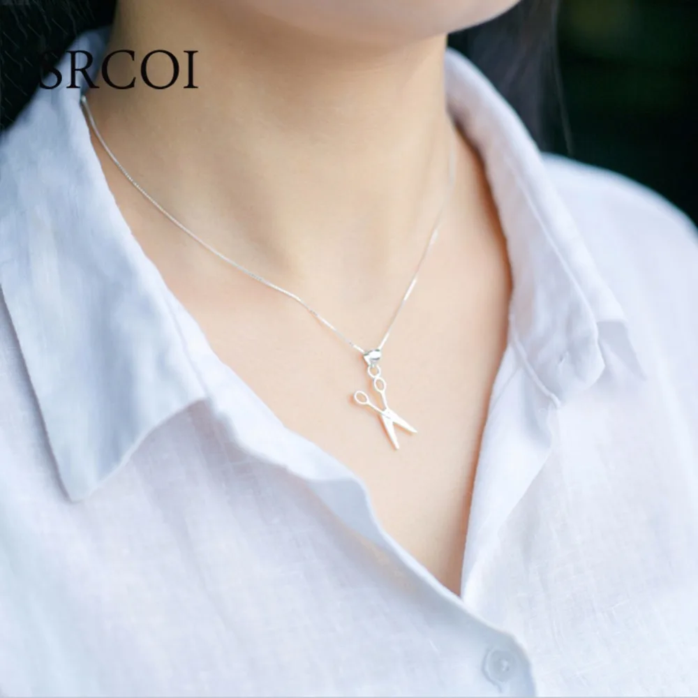 Простой стерлингового серебра 925 scissor Цепочки и ожерелья Никель Jewelry стилист Цепочки и ожерелья подвеска для Для женщин подвеска на Средства ухода за кожей Шеи