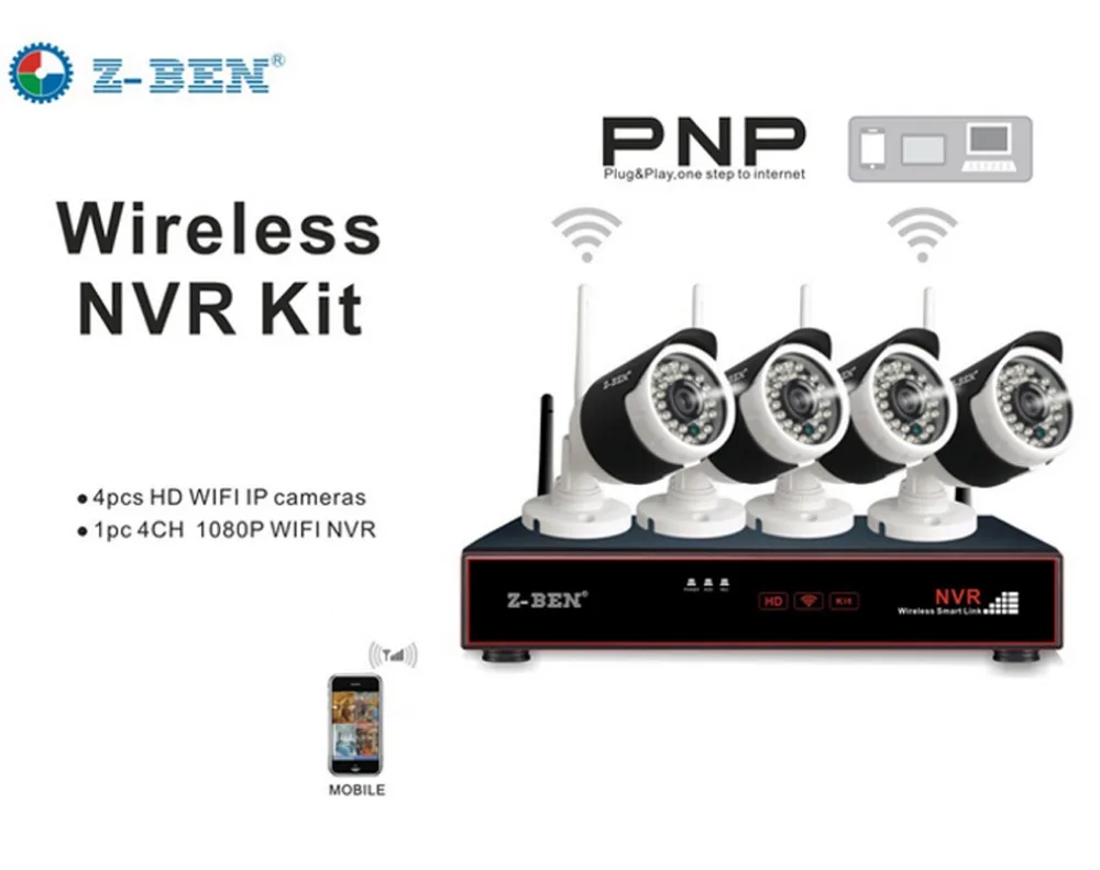 Z BEN ZB WK204 1.0MP 2 4G 4CH комплекты камера безопасности система набор беспроводная ip