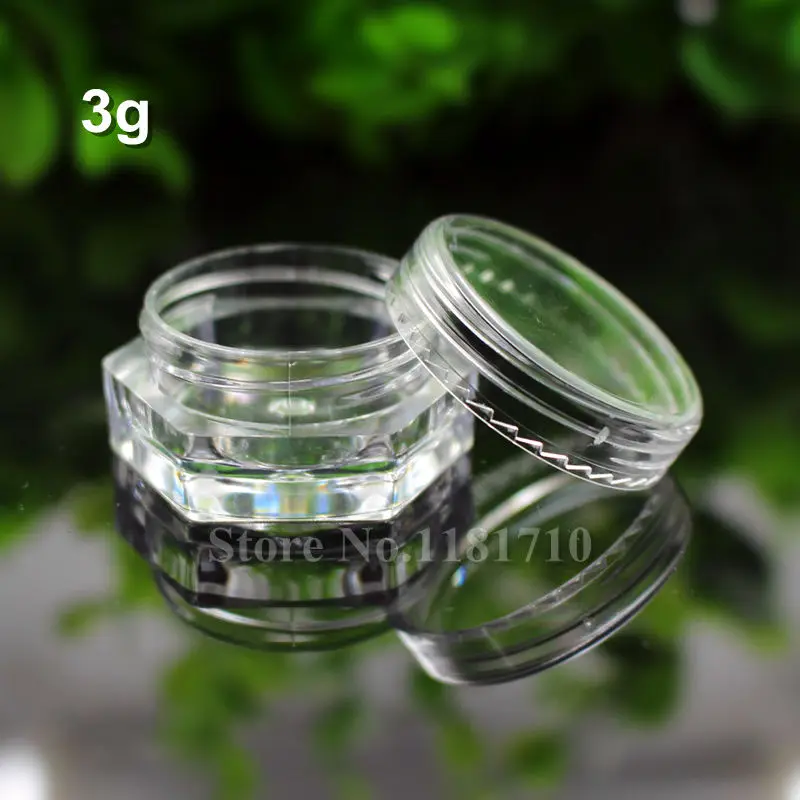 SAMBETTE 504 шт прозрачные пластиковые косметические баночки 3g Шестигранная банка для