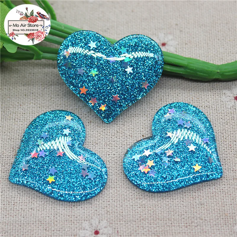 10 шт. смесь цветов смолы блестящая Звезда в сердечко кабошон с плоским основанием