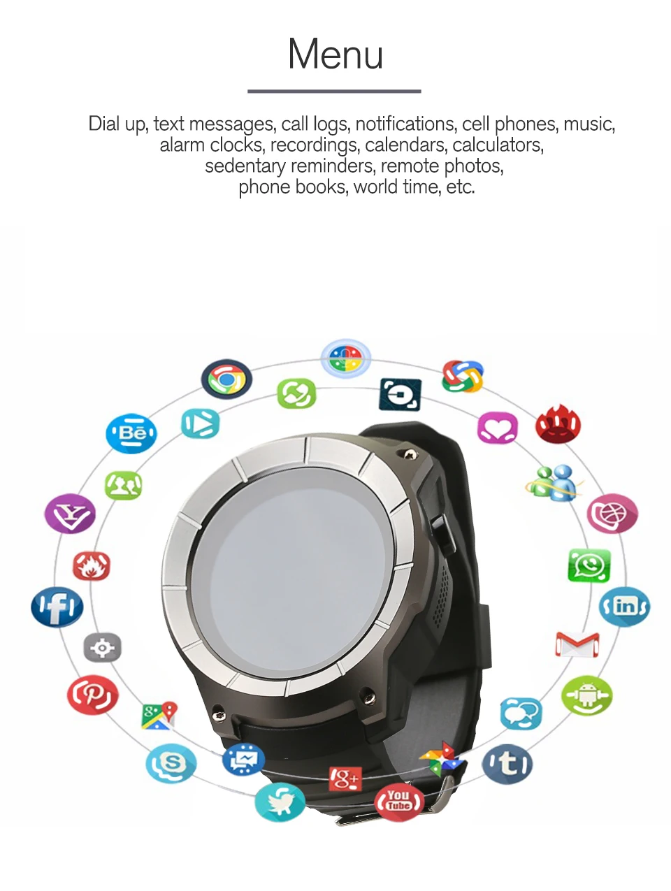 Gps спортивные часы S958 двухъядерный процессор MTK2503 ROM4GB+ RAM512 sim-карта 3g часы с поддержкой BT вызова умные часы для Android IOS