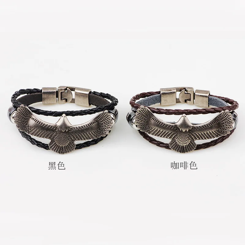 Genuine Leather Eagle Bracelet for Best Friends Alloy Braclet For Male Hand Cuff Braslet Femme Pulseira De Couro Turkish Jewelry | Украшения