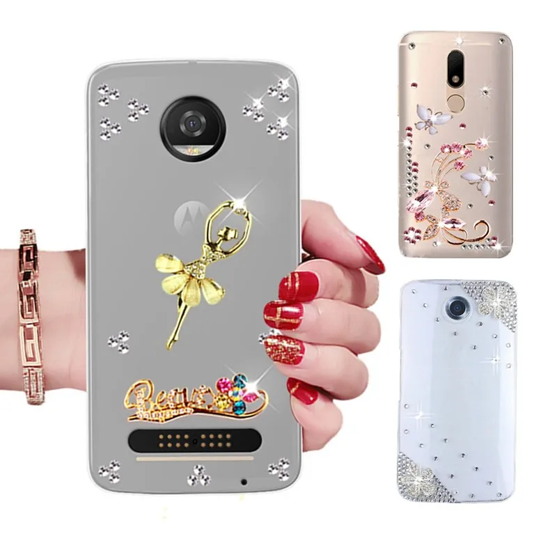 Модные прозрачные чехлы со стразами для телефонов Motorola ONE P30 play note G6 Plus G7 X4 G5S G5 E5 E4 G4