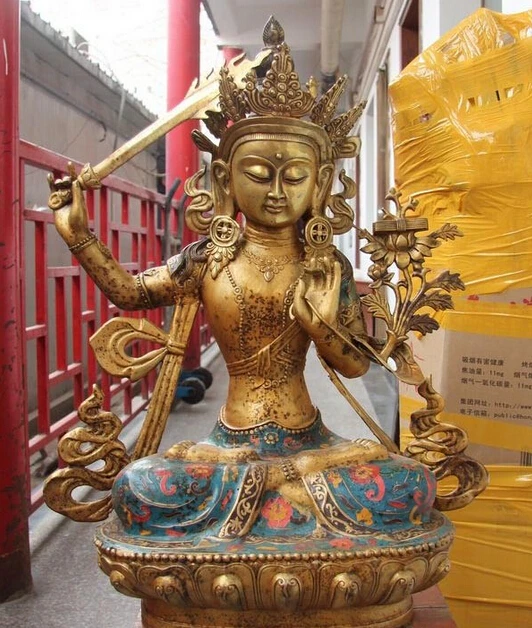 

Песня voge gem S1408 27 "Тибет Буддизм Медь бронзовые Перегородчатые Манджушри Бодхисаттва статуя Будды