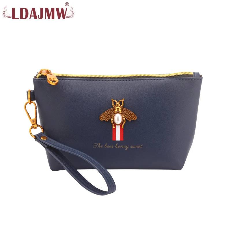 LDAJMW женская косметичка на молнии с трехмерным жемчугом и пчелами высокого