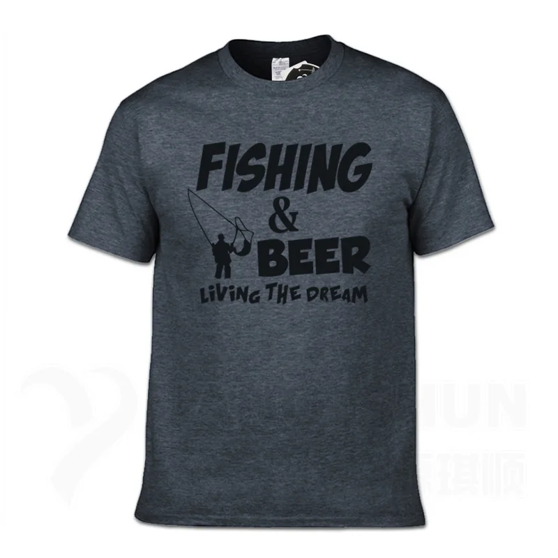 Dark gray 2 Футболка с надписью «Fishings» и надписью «Fishinger Beer Fish Live The Dream», футболка с надписью «Sporter Flying Fresh Fun Gift», футболки - Цвет: Dark gray 2