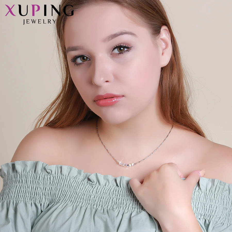 Xuping квадратное ожерелье с кристаллами от Swarovski сладкие маленькие свежие милые романтические ювелирные изделия вечерние Подарки для женщин девочек M96-40202