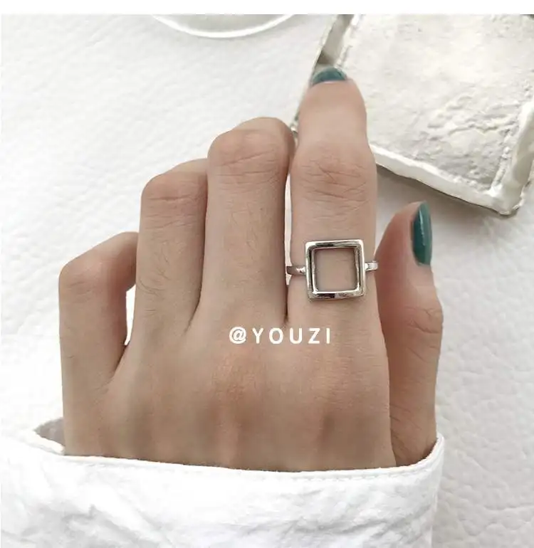Женские Кольца Bijoux, новинка 925, квадратные серебряные кольца для женщин, подарки, винтажные кольца большого размера, регулируемые, роскошные ювелирные изделия из стерлингового серебра