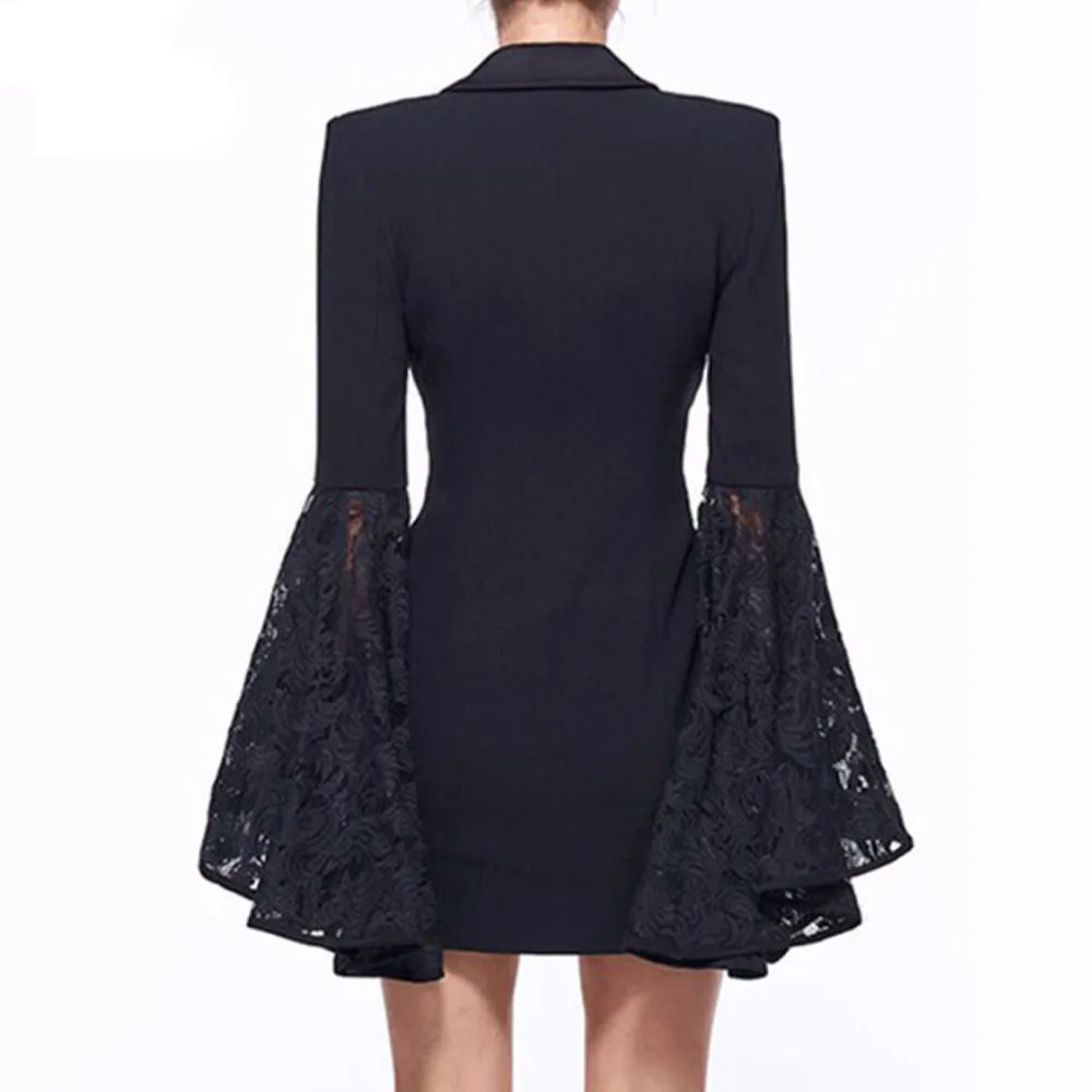 Новинка 2018 Осенний Блейзер Женская куртка Черная кружевная с вырезами jaqueta feminina