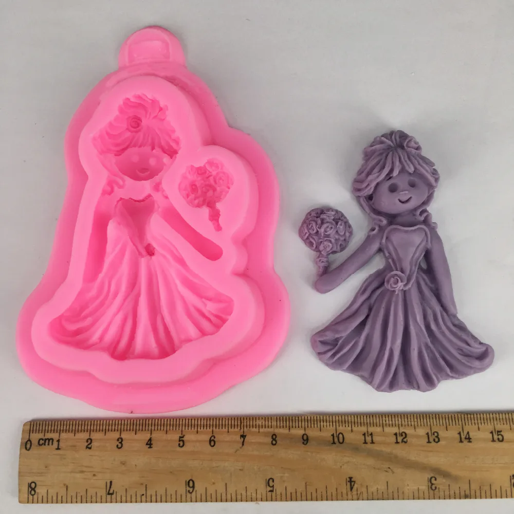 Маленькая девочка Подружка невесты с цветами шоколадная форма для выпечки