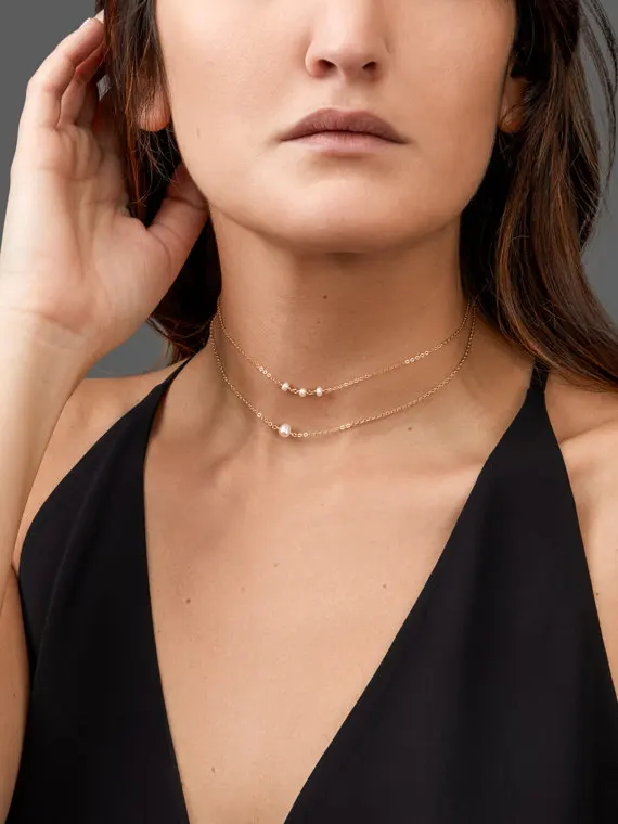 Женское Ожерелье с имитацией жемчуга простое модное многослойное ожерелье