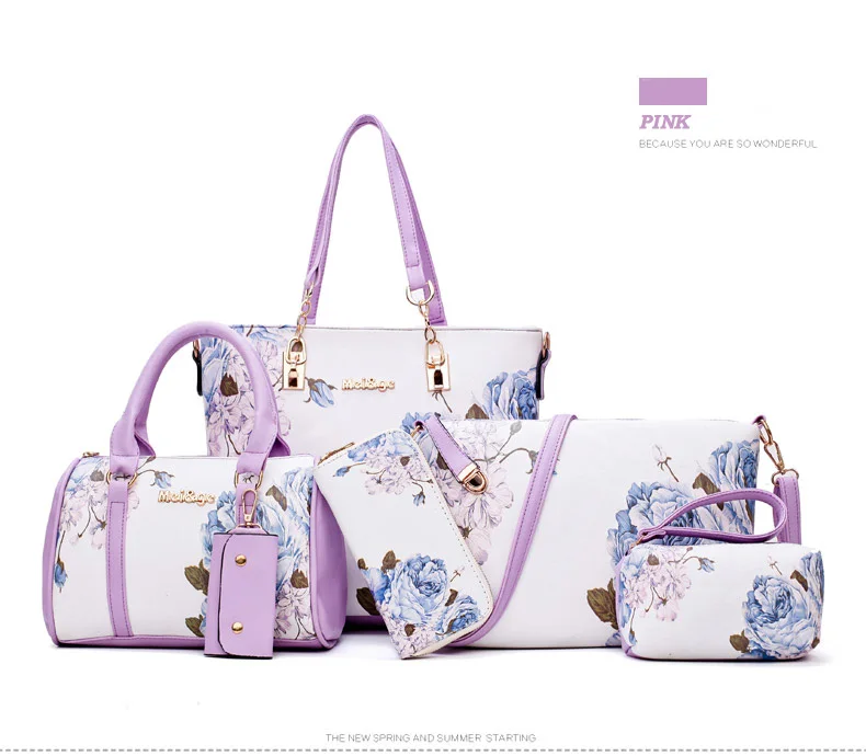 MIWIND New Women Handbag PU Leather Female Bags Fashion Shoulder Bag High Quality 6-Piece Set Designer Brand Bolsa Feminina