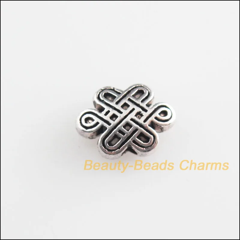 New 40Pcs Tibetan Silver Color Chinese Knot Spacer Beads Charms 7x10mm | Украшения и аксессуары