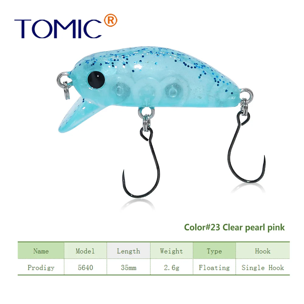 glowing blue Tomic сверхлегкие рыболовные приманки 35 мм матовые цвета жесткая приманка, воблер с одним крюком приманка для форели - Цвет: glowing blue