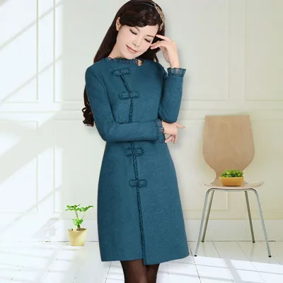 2016 Winter Women Coat Vintage Retro Single Breasted Closed Waist Woolen Outerwear |